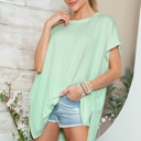 S-M SAGE SHORT SLEEVE TUNIC WITH SIDE SLIT