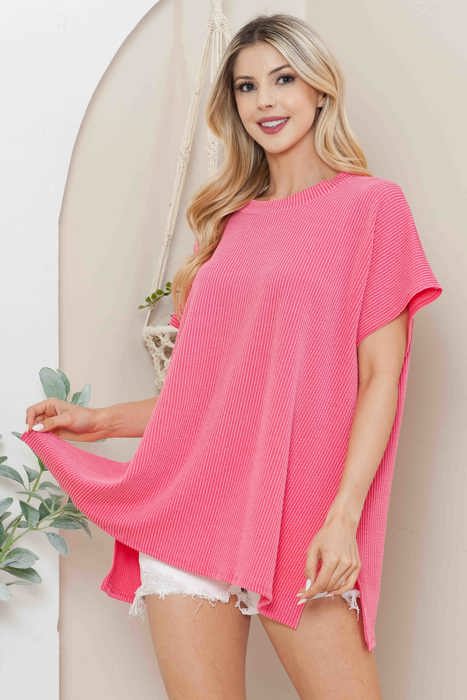 SHORT SLEEVE TUNIC WITH SIDE SLIT