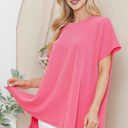 L-XL DARK PINK SHORT SLEEVE TUNIC WITH SIDE SLIT