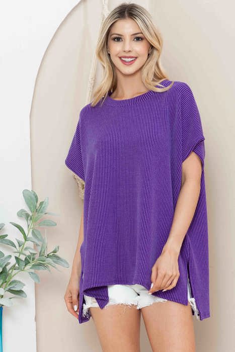 SHORT SLEEVE TUNIC WITH SIDE SLIT