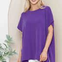 L-XL PURPLE SHORT SLEEVE TUNIC WITH SIDE SLIT