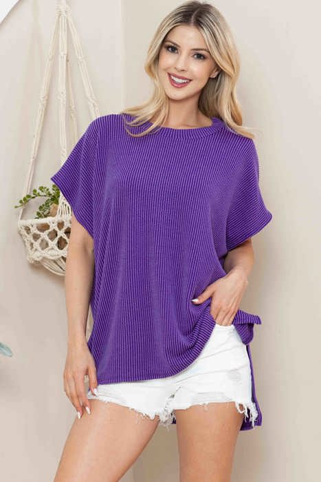 SHORT SLEEVE TUNIC WITH SIDE SLIT