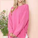 S-M FUCHSIA WAVE RIB OVERSIZED SWEATSHIRT WITH SIDE SLIT