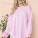 S-M LIGHT PINK WAVE RIB OVERSIZED SWEATSHIRT WITH SIDE SLIT