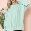 S-M SAGE WAVE RIB OVERSIZED SWEATSHIRT WITH SIDE SLIT