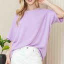 S-M LILAC WAVE RIB OVERSIZED SHORT SLEEVE SWEATSHIRT