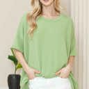 S-M PISTACHIO WAVE RIB OVERSIZED SHORT SLEEVE SWEATSHIRT