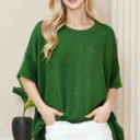 S-M KELLY GREEN WAVE RIB OVERSIZED SHORT SLEEVE SWEATSHIRT