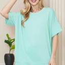 S-M SAPPHIRE WAVE RIB OVERSIZED SHORT SLEEVE SWEATSHIRT