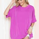  WAVE RIB OVERSIZED SHORT SLEEVE SWEATSHIRT