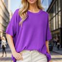 S-M PURPLE WAVE RIB OVERSIZED SHORT SLEEVE SWEATSHIRT