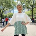 S-M MINT WAVE RIB TUNIC WITH DITSY PRINT CONTRAST