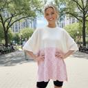 S-M PINK WAVE RIB TUNIC WITH DITSY PRINT CONTRAST