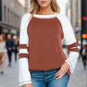 Small RUST WAVE RIB TUNIC WITH CONTRAST SLEEVES