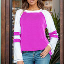 Small FUCHSIA WAVE RIB TUNIC WITH CONTRAST SLEEVES