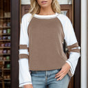 Small COFFEE WAVE RIB TUNIC WITH CONTRAST SLEEVES