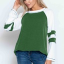 Small KELLY GREEN WAVE RIB TUNIC WITH CONTRAST SLEEVES