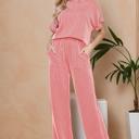Small SALMON WAVERIB SHORT SLEEVE TOP AND PANTS SET