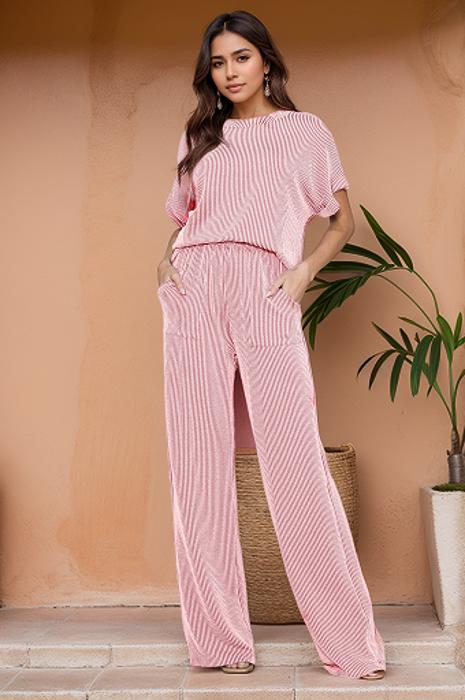 WAVERIB SHORT SLEEVE TOP AND PANTS SET