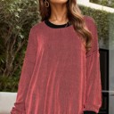 S-M CORAL OVERSIZED TWO COLOR WAVE RIB SWEATSHIRT