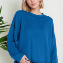 Small DENIM Oversized Crew Neck Sweater Top