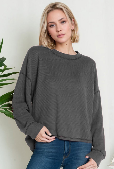 Oversized Crew Neck Sweater Top