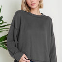 Small CHARCOAL Oversized Crew Neck Sweater Top