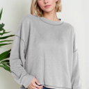 Small HEATHER GREY Oversized Crew Neck Sweater Top