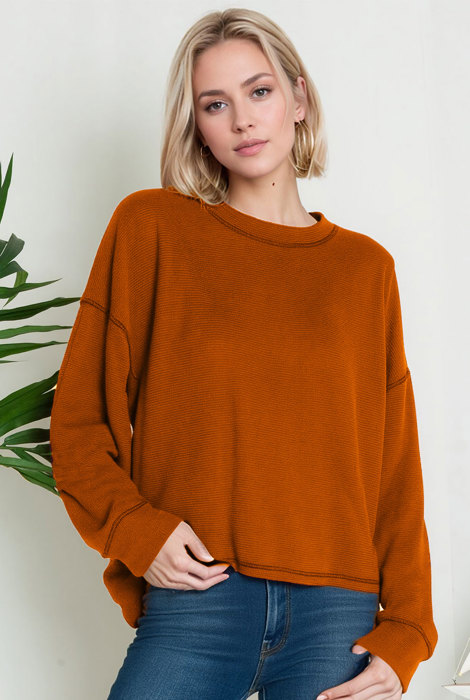 Oversized Crew Neck Sweater Top