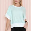 XL MINT STRIPE HALF SLEEVE CROP TOP