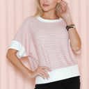 Small MAUVE STRIPE HALF SLEEVE CROP TOP