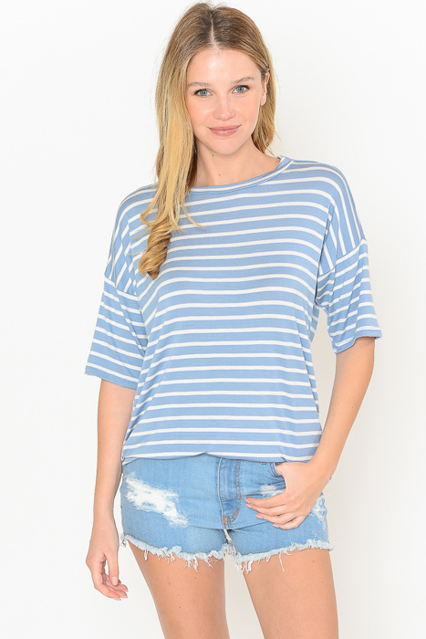 SHORT SLEEVE STRIPE TOP