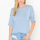 Small BLUE SHORT SLEEVE STRIPE TOP