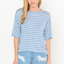 Medium BLUE SHORT SLEEVE STRIPE TOP