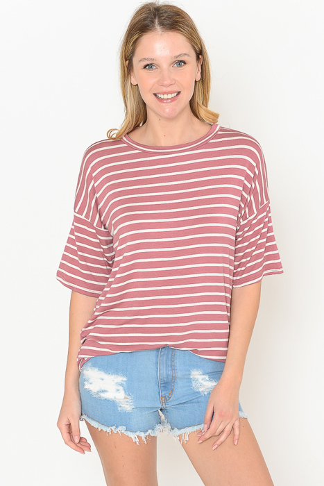 SHORT SLEEVE STRIPE TOP