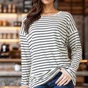 Small WHITE STRIPE LONG SLEEVE TUNIC TOP