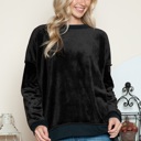 L-XL BLACK OVERSIZED PLUSH SWEATSHIRT