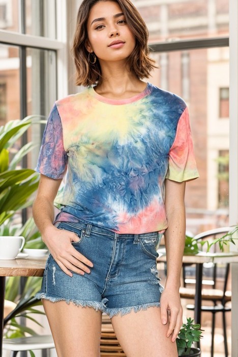 SUPER SOFT TIE DYE SHORT SLEEVE TOP