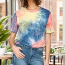 Small BLUE SUPER SOFT TIE DYE SHORT SLEEVE TOP