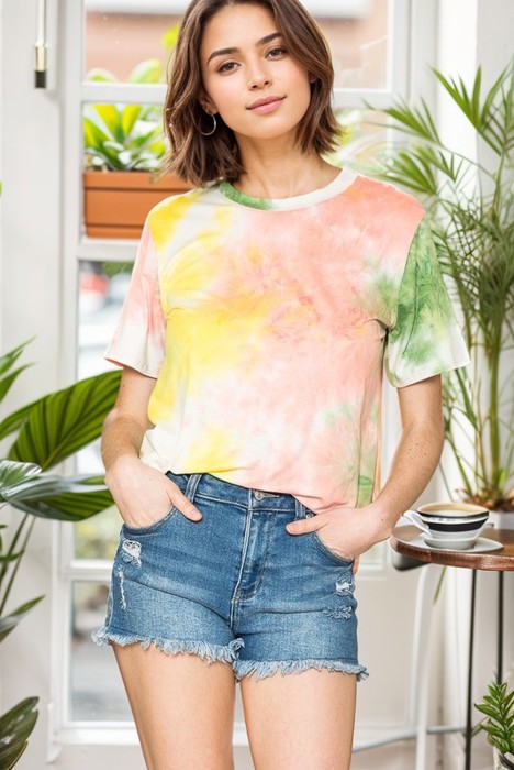 SUPER SOFT TIE DYE SHORT SLEEVE TOP
