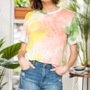 Small YELLOW SUPER SOFT TIE DYE SHORT SLEEVE TOP