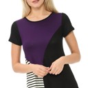 Small PLUM COLOR BLOCK SHORT SLEEVE TUNIC TOP