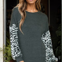 Small CHARCOAL OVERSIZE TUNIC TOP WITH ANIMAL CONTRAST