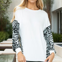 Small WHITE OVERSIZE TUNIC TOP WITH ANIMAL CONTRAST