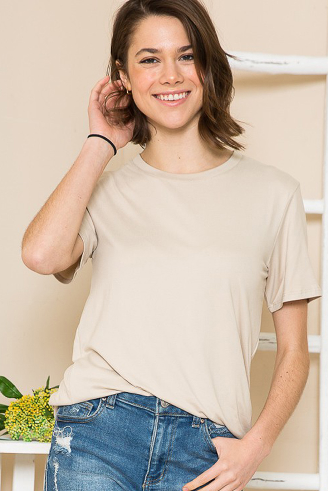 SUPER SOFT BASIC SOLID SHORT SLEEVE TOP