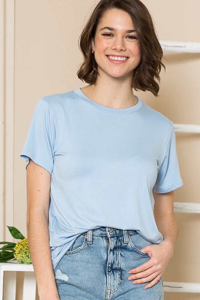 SUPER SOFT BASIC SOLID SHORT SLEEVE TOP