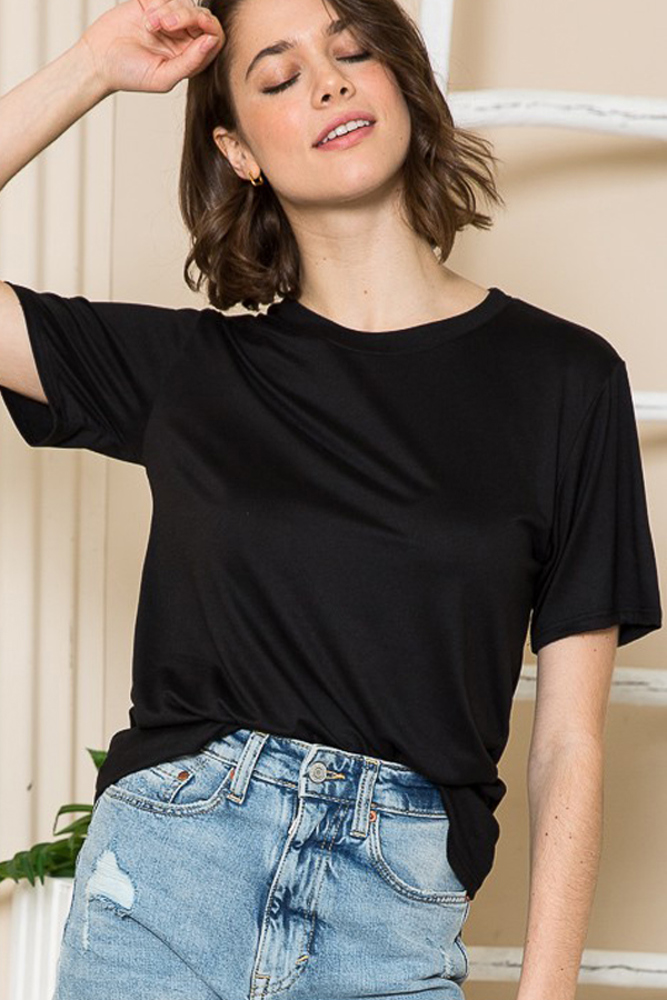 SUPER SOFT BASIC SOLID SHORT SLEEVE TOP