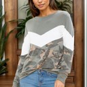  CAMO SOLID COLOR BLOCK TUNIC
