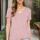 Small ROSE V-NECK SHORT SLEEVE SIDE TIE TOP