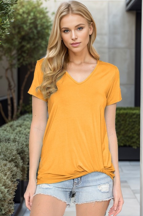 V-NECK SHORT SLEEVE SIDE TIE TOP